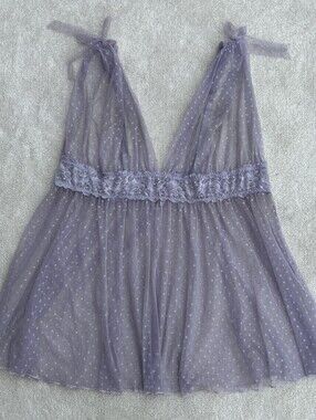 Adore Me Plus Women’s 3X Lilac Light Purple Babydoll Intimates Top With Bows